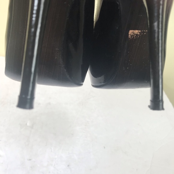 Stuart Weitzman Victoria Peep Toe Patent Leather Shoes Pumps Heels Stilettos Blk - Picture 13 of 16